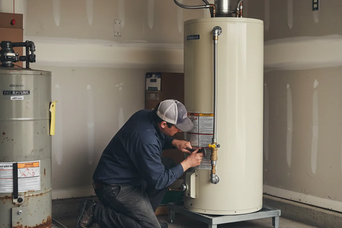 Water heater and shutoff valve replacement in Lesage